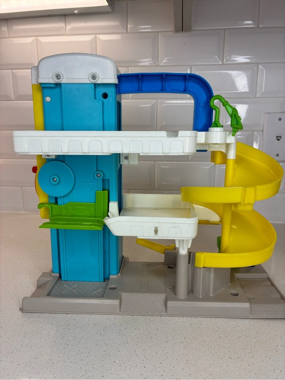 Fisher-Price Blue, Yellow and White Multi-Level Car Garage Playset
